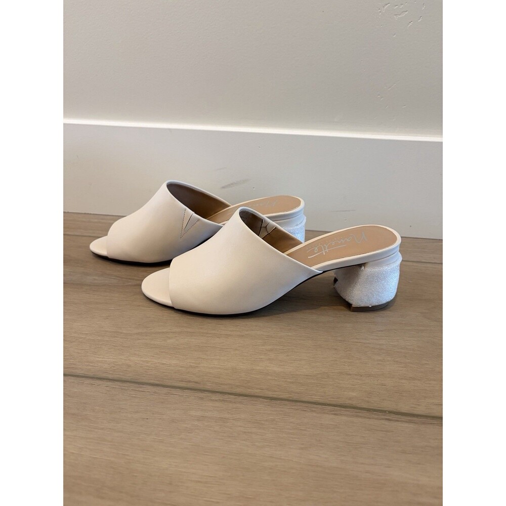 Nanette Lepore Dani Parchment cream nude off white bone mules slides heels 8 - Picture 2 of 9